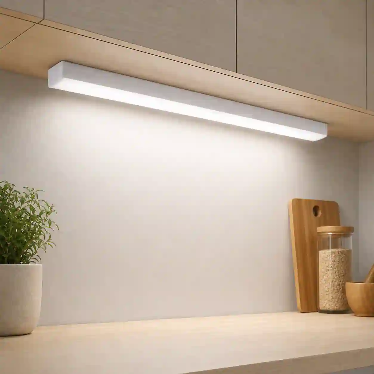 Bílé přisazené lineární LED svítidlo BAGON pod kuchyňskou linkou